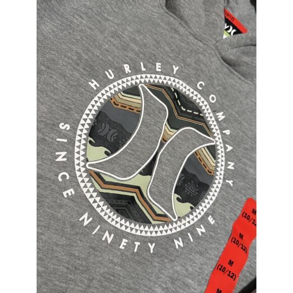 Hurley Youth Fleece Hoodie Pullover Grey - Medium 10/12 Heather NEW COOL DESIGN - Picture 2 of 5